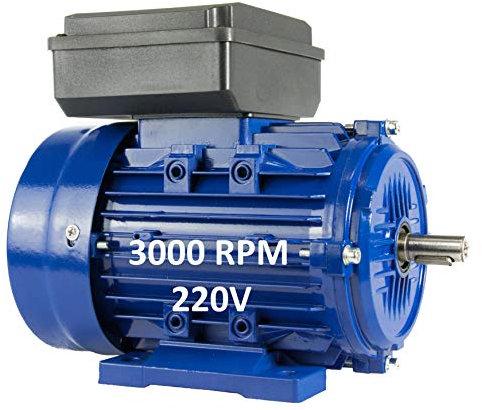 Moteur électrique monophasé 0,12 kW / 0,17 CV 220 V 3000 tr/min B3 (pattes) Taille 56 (axe 9 mm)