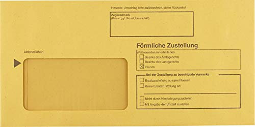 Innere Postzustellungs-hülle mit Einsteckschlitz für förmliche Zustellungen/DL mit Haftstreifen/Recycling gelb / 1.000 Stück