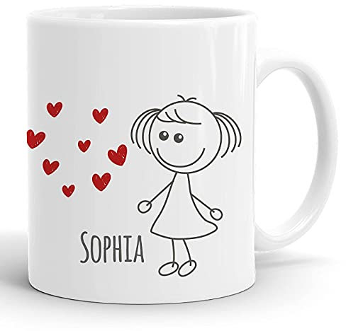 SpecialMe® personalisierte Kaffee-Tasse mit Namen Liebes-Paar Strichmännchen Liebesgeschenke Valentinstag Weihnachten (1 Tasse) weiß Keramik-Tasse