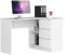 Megaastore Akord Eckschreibtisch mit Regal und 3 Schubladen| Schreibtisch | ecktisch | Eck Schreibtisch für Home Office | Einfache Montage | Weiss Rechts Weiß