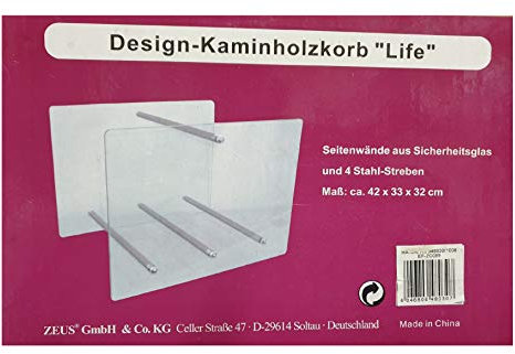 Kaminholzkorb-DesignLife 42 x 33 x 32 aus Sicherheitsglas