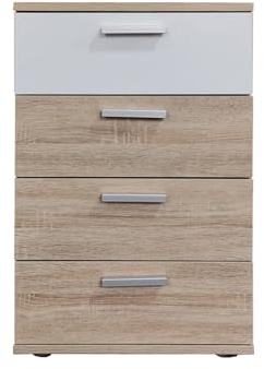 HTI-Line Nachtschrank Nina mit 4 Schubladen Nachttisch Nachtkommode Nachtkonsole Sonoma Weiß
