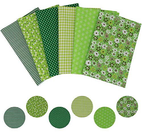 aufodara 6 Stück 50 x 75 cm Grün Baumwollstoff Stoffpakete Groß Patchwork Stoffe Baumwolle, Stoffe zum Nähen, Patchwork Stoffpaket zum Quilten DIY Basteln Handwerken