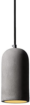 LED Pendelleuchte Vintage Industrie Beton Lampe Hängelampe Rustikal Grau Rund Esszimmer Wohnzimmer Büro Küchen Flur Treppen Esstisch Leuchte Decke Beleuchtung Kronleuchter LOFT Antik 1-flammig Ø9*17cm