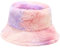 Malaxlx Damen Tie Dye Rosa Lila Plüsch Fischerhut Wintermütze Flauschige Bucket Hat Warme Anglerhut