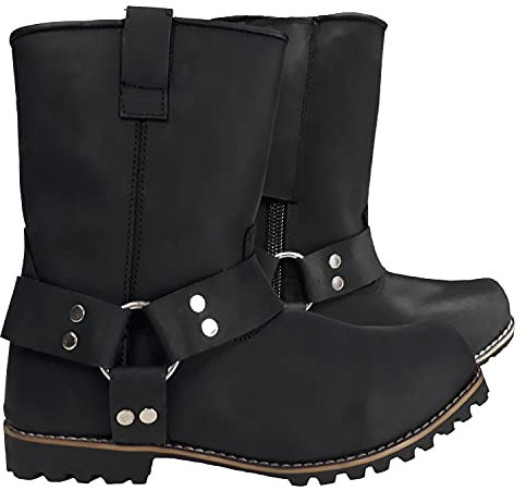 WinNet Stivaletti da Moto in Pelle Mod. Custom Nero Opaco Unisex (numeric_38)