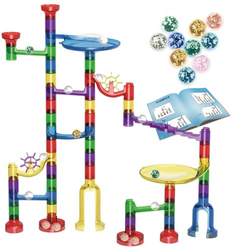 Glowing Marble Run Discovery Set-with Glow-in-the-Dark Marbles, Anti-Wobble, Durable Construction & Educational STEM Toy for Kids Age 4-7