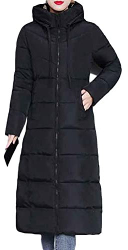 Minetom Damen Daunenjacke Lang Mantel Daunenmantel Steppmantel Wintermantel Mit Kapuze Winter Warm Parka Winddicht Jacke Steppjacke Steppmantel A Schwarz L