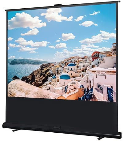 mosegor 72'' Beamer Leinwand, 4:3 Projektionsleinwand, 4 K Full HD 3D, Tragbar Manuell Herunterziehbar, Filmleinwand, HD-Projektionsleinwand für Wohnzimmer, Schlafzimmer, Hotel, Schule und Büro