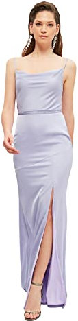Trendyol Donna Shift Regular Fit Abito da Sera in Tessuto con vestibilità Regolare Maxi, Lilla, 68