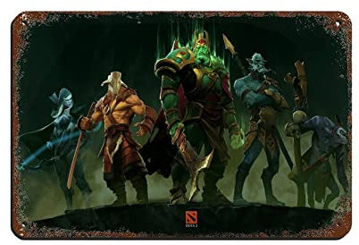 DOTA 2 Game 8 Retro-Poster Metall-Blechschild Chic Art Retro Eisen Malerei Bar Menschen Höhle Cafe Familie Garage Poster Wanddekoration 20 x 30 cm