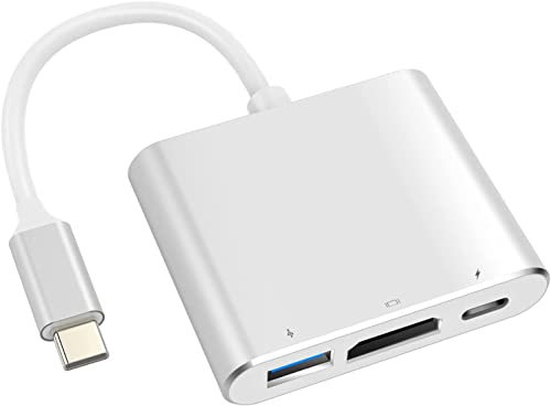 VVG USB C to 4K HD.MI Adapter for MacBook Pro/Air, 3 in 1 USB-C Digital AV Multiport Adapter with 4K 30Hz, 100W Charging, USB 3.0 5Gbps Data Port Compatible with Mac M1 M2 Laptop iPad Pro/Switch