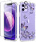 GVIEWIN Compatible with iPhone 12 Case/iPhone 12 Pro Case 6.1 Inch 2020, with Tempered Glass Screen Protector + Camera Lens Protector, Clear Flower Soft TPU Thin Shockproof Cover,Alluring Butterfly