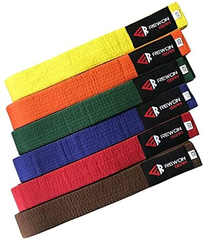REWON Karate-Kampfsportgürtel – Hautfreundlicher Stoff aus 100% Baumwolle. Geeignet für Judo, Karate, Taekwondo Budo, Kickboxen und andere Sportarten. Für Damen, Herren und Kinder