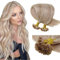 LaaVoo Extensions Echthaar Bondings Blond Highlight Echthaar Extensions mit Keratin Bondings Aschblond Gebleichtes Blond Bonding Extensions Echthaar U Tips Hot Fusion 1g/s 50g 35cm #18/613