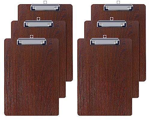 6 Pièces En Bois Porte-bloc A5 avec Pince, Clipboard A5, Porte Bloc A5 Avec Pince, Planchettes à Pince pour Papier d'écriture Memo des Dossiers, Porte Document A5 Avec Clip