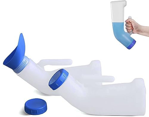 Docache 2 Stücke Urinal für Mann Und Frau, Tragbare Toiletten-Urinale, 1000ML Unisex-Urinale, Tragbare Reise Urinal, Auslaufsicheres Urinal, Notfall Urinflasche, für Auto, Camping, Reisen, Outdoor