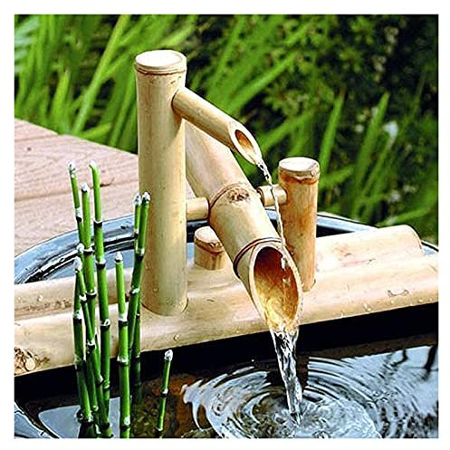 Japanese Garden Bamboo Water Fountain, Outdoor Garden Stone Carving Ornaments Garden Decoration Zen Water Features Ornaments (50cm) Decoration