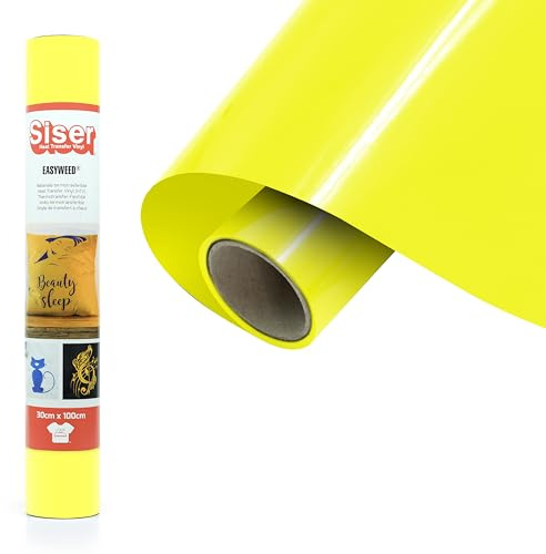 Siser® EasyWeed® Fluo gelb, 30cm x 1m, thermo-transferierbare Flexfolie zur Personalisierung von Stoffen, kreative Hobbys, VeganOk und Öko-Tex Standard 100 Klasse I zertifiziert