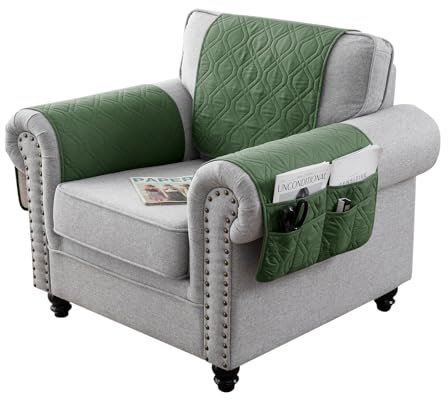 JUNLEBUYI Sesselschoner, Armlehnenschoner, Sofa-Armlehnen-Bezüge, Stuhl-Armschoner, 100% Wasserdicht, Sofasessel, Couch Für Sofa, Sessel, Couches, Liegestuhl (Dark Green,1 Piece - Armrest)