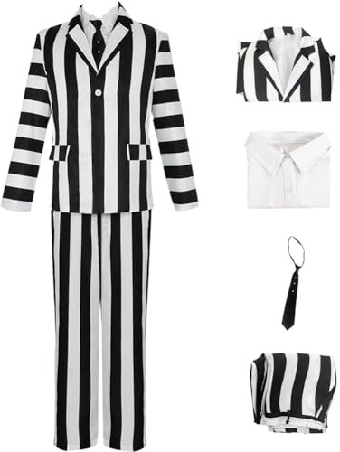 AYYOHON Black and White Striped Suit Men's Halloween Costume