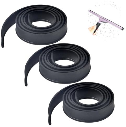 VINEST 3 Piezas Labios de Goma Limpiacristales 105cm, Repuesto de Escobilla Negro, Doble Cara Se Puede Cortar, para Rasqueta Limpiacristales Ducha y Suelos