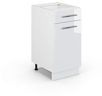 Vicco Küchenunterschrank Fame-Line, Weiß Hochglanz/Weiß, 40 cm, AP Eiche