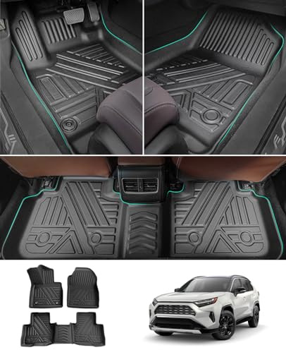 Kompatibel mit Toyota RAV4 PHEV Plug-in Hybrid 2023-2025 2026 Fussmatten, TPE All-Wetter Fußmatten für RAV4 XA50 PHEV Zubehör, Gummimatten Original 3D-Scannen Hoher Rand 6-10 cm