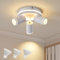 Deckenleuchte 3 Flammig LED,Schwenkbar 350° Rund Deckenstrahler,Deckenlampe mit unteres Glühen 15W+3x5W GU10 Spots,Modern Deckenspot Strahler 3000K Warmweiß,Spotlight Lampe für Wohnzimmer,Küche,Weiß