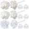 Joez Wonderful 3 Paar Kunststoff-Ohrringe, rosafarbene transparente Ohrstecker für empfindliche Ohren, hypoallergen, klare Gummi-Rückseite für Sport, Geburtstag, Weihnachten (17,5 x 7,8 mm),