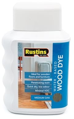 Rustins Water-Based Wood Dye Medium Oak 250ml