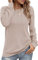 Damen Pullover Lässig Langarmshirt Elegant Herbst Winter Rundhals Sweatshirt Langarm Shirts Loose Plissee Oberteile Aprikose M