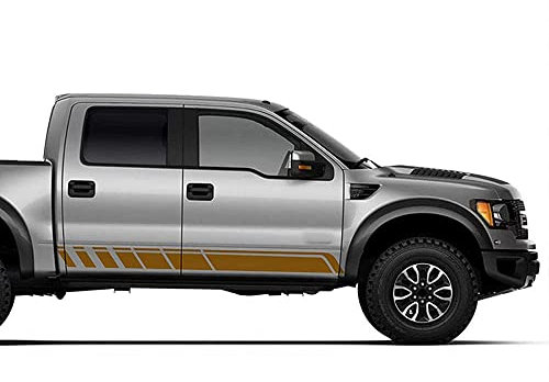 TtQfMMS Car Body Side Stickers,for Ford F150 Raptor Ranger T6 T7,Car Door Side Skirt Stripes Stickers Body Decor Exterior Accessories,D-Yellow