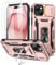 Doeshine for iPhone 15 Case, 2 Pack Screen Protector, with Built-in 360° Rotate Ring Kickstand & Slide Camera Cover,Duty Outdoor Shockproof Military Drop Protection Case for iPhone 15 (Rose Gold)