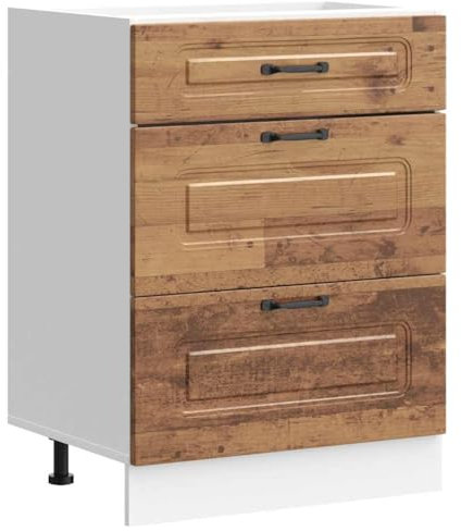 vidaXL Küchenunterschrank Kalmar Altholz-Optik Holzwerkstoff, Spülenunterschrank, Schrank Küche, Lagerschrank, Unterschrank für Küche, Küchenzeile