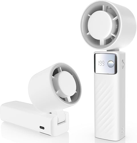 Powerful Handheld Fan - Portable Turbo Mini Fan with 4000mAh Battery, 1-199 Speed Settings, Foldable Design & LED Display – For Indoor/Outdoor Use by