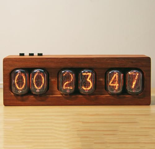 HNBYLMM Nixie Röhrenuhr, IN-12 Nixie-Röhren-Nixie Tube Clock, Digitaluhr mit Mehrfacher RGB-Lichtregulierung, Kreative Schreibtisch-Dekoration, Vintage-Schreibtisch-Ornament
