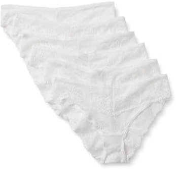 Amazon Essentials Damen Stretch-Höschen mit Galonspitze in den Ausführungen Bikini, Hipster, Tanga und High Waist, 6er Pack