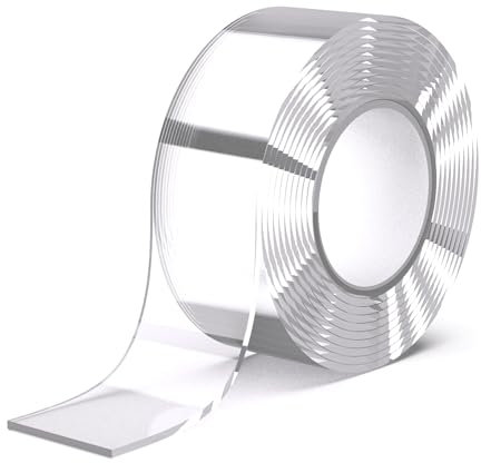 GTKWEX Cinta Doble Cara Extrafuerte Transparente – Cinta Adhesiva Doble Cara para Montaje Interior y Exterior, Resistente al Agua, No Deja Rastro, Ideal para Paredes y Baldosas (1.8MM, 3CM)