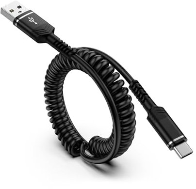 Câble USB C Spiralé, [0.4M-1.8M] Cable Chargeur Samsung Charge Rapide Rétractable, Câble Type C Android Auto pour Samsung Galaxy S25 S24 S23 S22 S21 A17 A16 A15 A14 A56 A55 A36,iPhone 17 16 15,Xiaomi