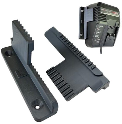 Decoralin Wall Mount for Einhell Power X-Charger 3A – 2-Parts Plastic Holder with Screws & Plugs – Black Bracket for Clean & Secure Wall Storage (Not for Twincharger or Fast Charger)