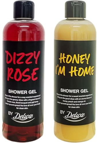 DIZZY ROSE & HONEY I'M HOME by LidI - SHOWER GEL - Turkish Rose, Floral & Goji Berry and Honey, Peach and Orange Scented | 500mL Each [Total 1000mL]