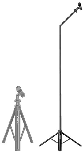 Koyvton Aluminum Mic Stand, Portable Microphone Stand with Easy Height Lock & Quick Adjustable, Professional Tripod with Heavy-Duty Mic Clip for Studio Stage Singing for Shure, Rode, Blue Yeti, Samson