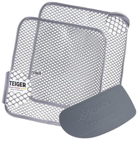 Teiger Bundle 2X Teigreinigungstuch + Teigschaber Teigtuch für Teigreste | Teigreiniger & Teigentferner mit Netztuch für hartnäckige Teigreste, Mesh-Spültuch für Brot-, Pizza- & Sauerteig