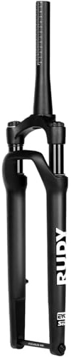 Caimcie 700C Gravel Bike Suspension Fork 50mm Travel 1-1/2 Tapered Tube Thru Axle 12x100mm Disc Brake Road Bike Front Fork XC Air Fork Manual Lock A