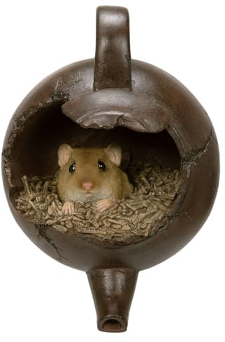 Vivid Arts Hanging Teapot Birdhouse with Harvest Mouse – Whimsical Garden Nesting Décor | Indoor & Outdoor Ornament
