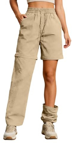 Pantalón de Senderismo Mujer Convertible, Ligero Transpirable Secado Rápido Pantalón Safari Exterior Verano Pantalón de Trabajo Técnico para Trekking