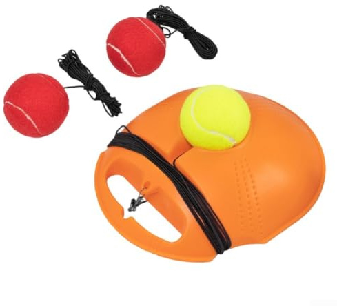 Tennis Rebounder Training Tool with 3 Elastic Balls and Base Designed for Water Rice or Sand Loading to Match Training Requirements (3 balls)