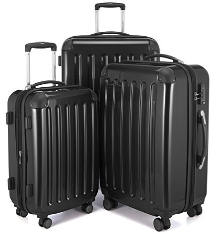 HAUPTSTADTKOFFER Alex - 3er Kofferset, TSA, Trolley-Set, Rollkoffer, Reisekoffer, (S, M & L), Schwarz