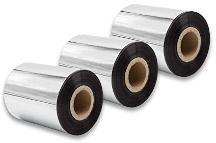 vhbw 3x Thermotransfer-Band kompatibel mit TSC TTP-245 Plus | TTP-2410M Drucker Etikettendrucker, Wischfest, 80 mm x 300 m, Wachs-Plus Schwarz